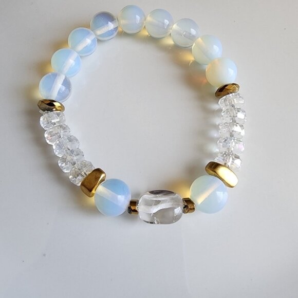 Elegant Lunar Stone  Beaded Bracelet - Picture 2 of 6